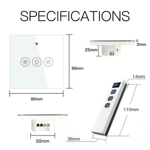 WiFi Smart Light Dimmer Switch – RF433 Remote Control, Glass Touch Panel, Compatible with Alexa & Google Home, Voice Control, Timer Function, EU Standard (No Hub Required)