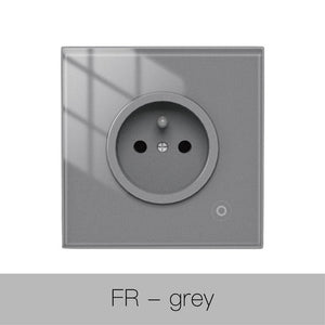 WiFi Smart Wall Socket with Glass Panel - EU Plug, Power Monitor, Touch Control, Relay Status Light, Works with Alexa/Google Home, Energy Tracking, Adjustable Modes (No Hub Required)