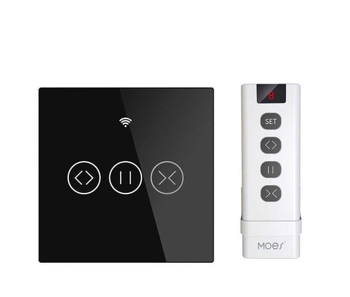 MOES ZigBee Curtain Switch Smart Touch – RF433 Roller Blinds & Shutter Switch, Works with Alexa/Google Home, SmartThings, Hub Required, Timer & Remote Control, Neutral Wire Required, EU Version
