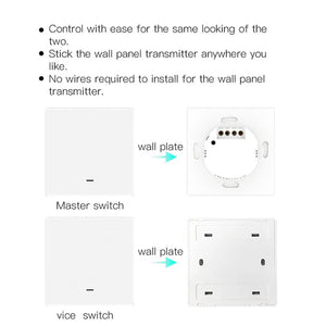WiFi RF433 Smart Light Switch, 2-Way Multi-Control, No Neutral Wire Required, Compatible with Alexa & Google Home, Remote Control & App Control, EU Standard