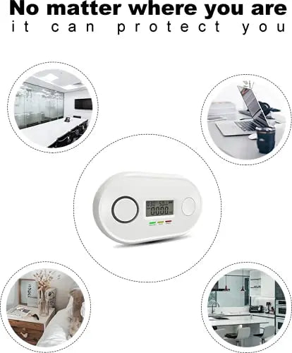 AJ-833 WiFi Carbon Monoxide Detector - Wireless Stand Alone CO Alarm with Real-Time Alerts, Battery & Plug-in Power, 10-Year Sensor, Works with Alexa/Google Home, LCD Display, CE Certified