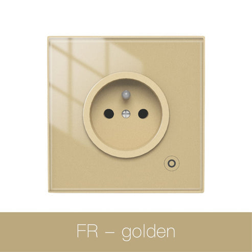 WiFi Smart Wall Socket with Glass Panel - EU Plug, Power Monitor, Touch Control, Relay Status Light, Works with Alexa/Google Home, Energy Tracking, Adjustable Modes (No Hub Required)