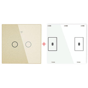 RF433 Smart Wireless Wall Switch - Glass Panel Touch Transmitter, Multi-Control Remote, EU Standard, No Wiring Needed, Compatible with Lights/Fans/Appliances (433MHz Frequency)