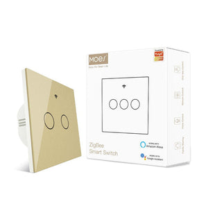 ZigBee 2 Way Smart Light Switch - Touch & Multi-Control Panel, Neutral Wire Optional, No Capacitor Needed, Works with Alexa/Google Home, EU Version (Requires ZigBee Hub)