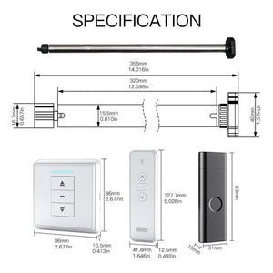 Rechargeable Tubular Roller Blind Motor with RF433 Remote Control – Battery-Powered Smart Motor for Roller Shades, Electric Window Blinds, Automatic Shutter System (Compatible with 28-45mm Tubes)