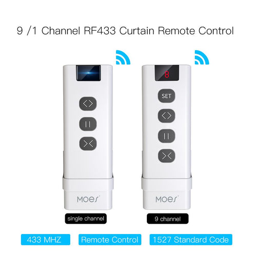 Smart RF433 Remote Control for Curtains - Wireless Transmitter Switch, Works with Alexa/Google Home, Tuya/Smart Life App Compatible, No Hub Required, DIY Timer & Voice Control