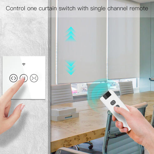 Smart RF433 Remote Control for Curtains - Wireless Transmitter Switch, Works with Alexa/Google Home, Tuya/Smart Life App Compatible, No Hub Required, DIY Timer & Voice Control