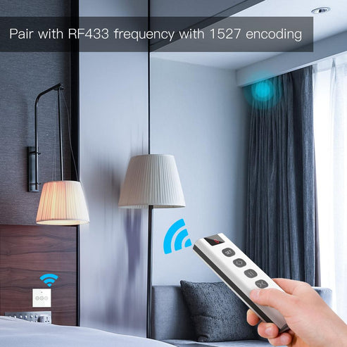 Smart RF433 Remote Control for Curtains - Wireless Transmitter Switch, Works with Alexa/Google Home, Tuya/Smart Life App Compatible, No Hub Required, DIY Timer & Voice Control