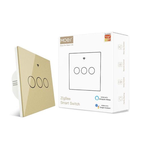 ZigBee 2 Way Smart Light Switch - Touch & Multi-Control Panel, Neutral Wire Optional, No Capacitor Needed, Works with Alexa/Google Home, EU Version (Requires ZigBee Hub)
