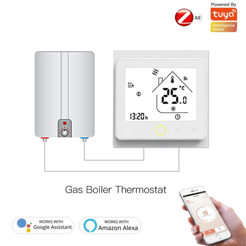 Zigbee Smart Thermostat - Programmable Temperature Controller for Water Floor Heating & Gas Boiler, Works with Alexa & Google Home, Energy Saving, Touch Screen Display
