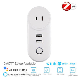 ZigBee 3.0 Smart Plug with Dual USB Ports | Wireless Socket with 2MQTT Setup | Works with Alexa/Google Home/SmartThings | Hub Required | Energy Monitoring | 15A/3680W | White