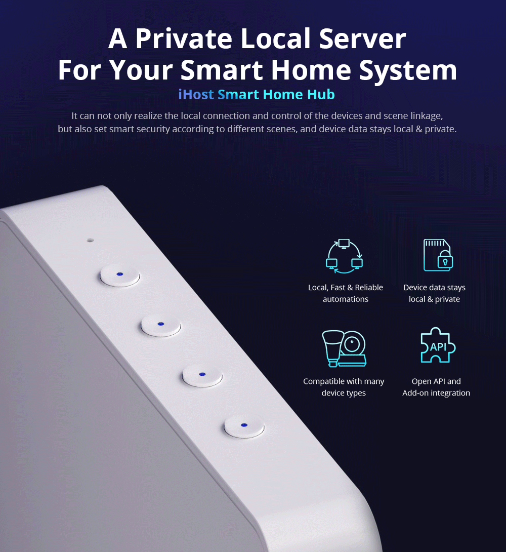 SONOFF iHost Smart Home Hub - RV1109 2GB Gateway with Zigbee 3.0/WiFi/Bluetooth, Local Server for Private Control, Scene Automation, Works Offline (No Cloud Needed)