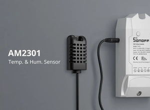 SONOFF AM2301 Temperature Humidity Sensor - 2.5mm Audio Jack Connector, Compatible with SONOFF TH/SNZB-02D Zigbee Hub, Wireless Smart Home Climate Monitor for Home Assistant