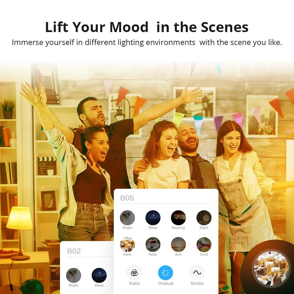 SONOFF B05-BL Smart LED Bulb - WiFi & Dimmable Light Bulb, 220V-240V, 16 Million Colors, Works with Alexa & Google Home, Remote Control via eWeLink App, Voice Control, Group Control, Timer