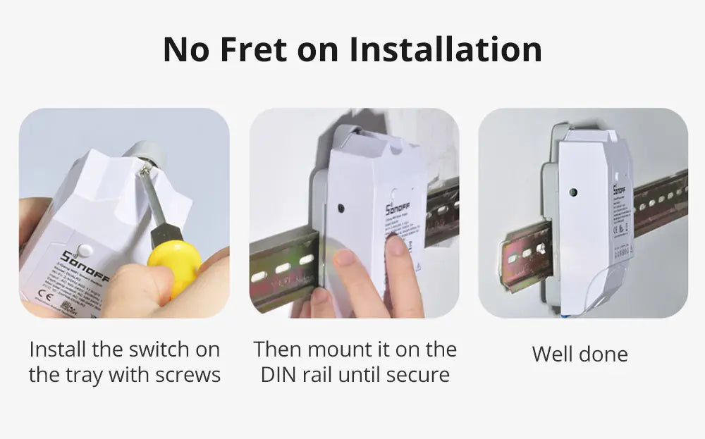Sonoff DR-Sonoff DIN Rail Tray - Universal Mounting Bracket for Sonoff DIN Rail Smart Breakers (DR1/DR2), Compatible with Standard 35mm DIN Rail, Electrical Panel Organizer