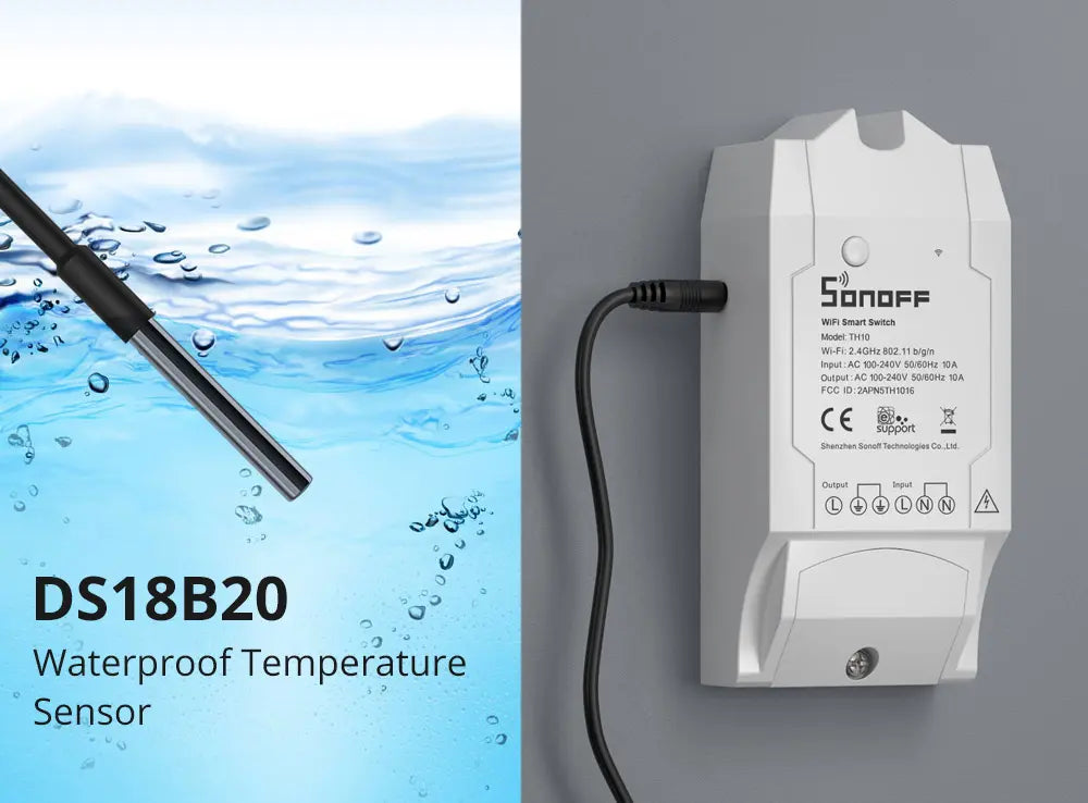 WTS01 Waterproof Temperature Sensor with RJ9 4P4C Connector - Compatible with Sonoff TH Elite & TH Origin - High Accuracy Environmental Sensor for Smart Home/Industrial Monitoring