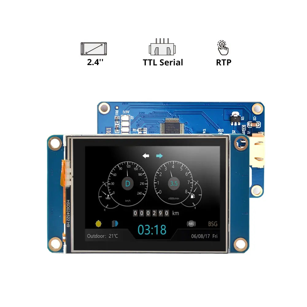 Nextion NX3224T024 2.4-inch HMI Touch Display (Basic Series) - 320x240 TFT LCD, UART Serial Interface, for Arduino/Raspberry Pi DIY Projects