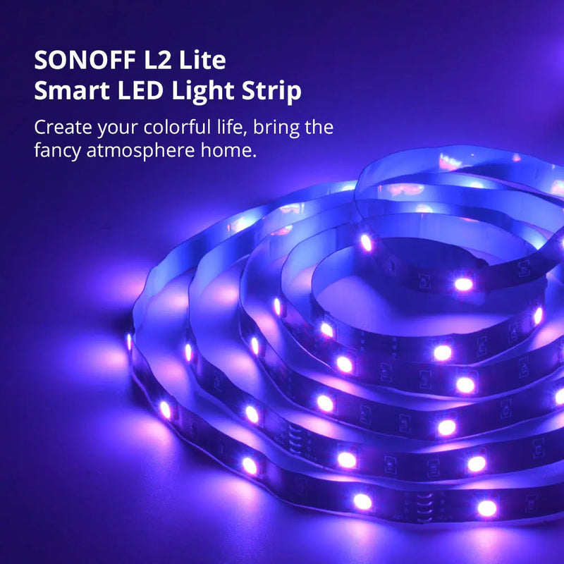 SONOFF L2 Lite Smart WiFi LED Light Strip 5M/16.4ft - RGB Color Changing, Works with Alexa & Google Home, eWeLink App Control, Music Sync, Timer Function, DIY Scene Modes for Bedroom/Home Decor