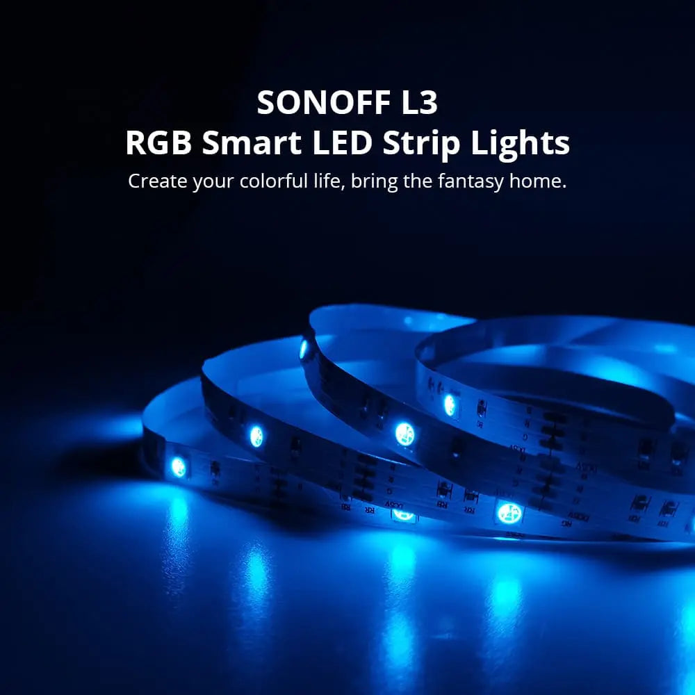 SONOFF L3 RGB Smart LED Strip Lights – 5M/16.4Ft, 16 Million Colors, WiFi & App Control, Works with Alexa & Google Home, Music Sync, DIY Mode, IP20 Non-Waterproof for Indoor Use