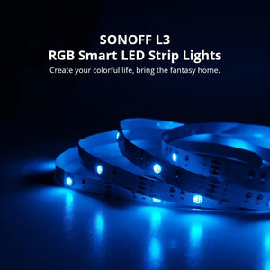 SONOFF L3 RGB Smart LED Strip Lights – 5M/16.4Ft, 16 Million Colors, WiFi & App Control, Works with Alexa & Google Home, Music Sync, DIY Mode, IP20 Non-Waterproof for Indoor Use