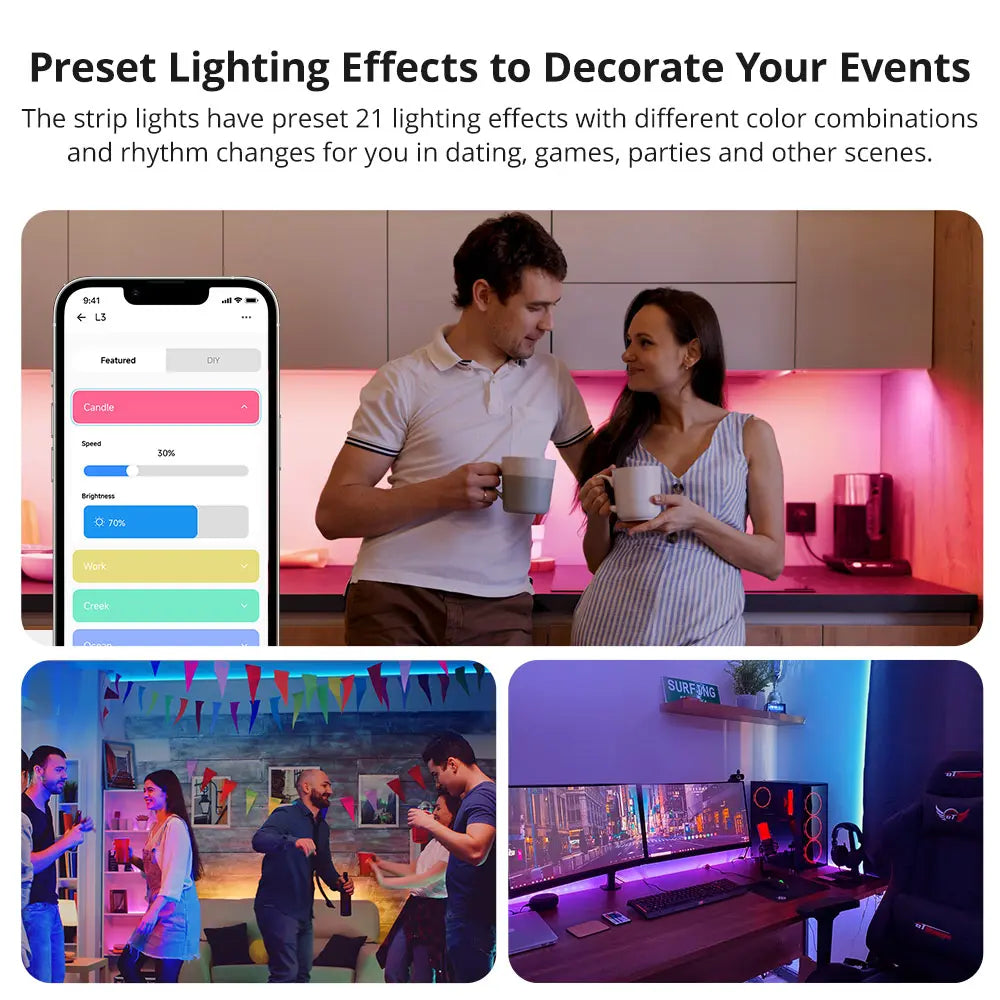 SONOFF L3 RGB Smart LED Strip Lights – 5M/16.4Ft, 16 Million Colors, WiFi & App Control, Works with Alexa & Google Home, Music Sync, DIY Mode, IP20 Non-Waterproof for Indoor Use