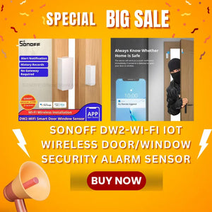 SONOFF DW2-Wi-Fi Smart Door/Window Sensor - Instant Anti-Theft Alerts to Phone, Works with Alexa & Google Home, Wireless Security Sensor, No Hub Required, DIY Installation (White)