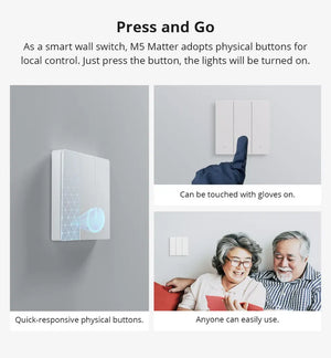 SONOFF M5-2C-80W SwitchMan Smart Wall Switch - 2-Gang Matter Enabled, Works with Alexa/Google/HomeKit, White Touch Panel, No Hub Required, EU Standard 80mm