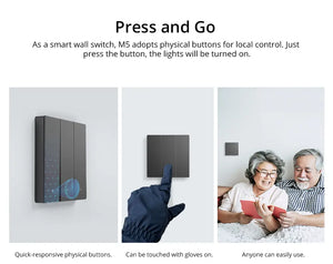 SONOFF M5-3C-80 SwitchMan Smart Wall Switch - 3 Gang Push Button, Works with Alexa & Google Home, eWeLink App Control, Neutral Wire Required (80mm Frame)