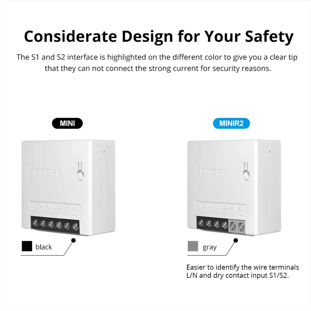 SONOFF MINIR2 WiFi Smart Switch - 2-Way Wireless Light Switch Converter, DIY Smart Home Upgrade for Traditional Switches, Works with Alexa & Google Home, Nest Compatible, Timer & Remote Control via App (No Hub Required)