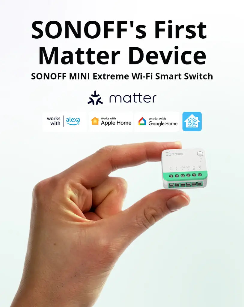 SONOFF MINIR4M MINI Extreme Smart Switch - WiFi & Matter Compatible Relay - Works with Alexa & Google Home - Ultra-Compact Smart Home Switch - Voice & App Control - 10A/250V Detachable Module