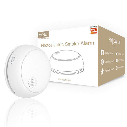 ZigBee Smart Smoke Detector - Wireless Fire Alarm with 85dB Siren, Works with Alexa, Google Home, SmartThings, Battery-Powered, CE Certified for Home & Kitchen Safety