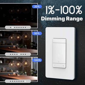 MOES Star Ring WiFi Smart Dimmer Switch - 3-Way Grounding Design, US Standard, Works with Alexa/Google Home, No Hub Required, App Control, Touch Panel (Neutral Wire Needed)