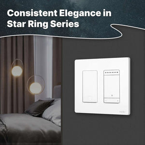 MOES WiFi Smart Dimmer Light Switch, Star Ring Design, 3-Way & Single Pole, Works with Alexa & Google Home, No Neutral Wire Required, Grounding Design, App & Voice Control, US Standard, White