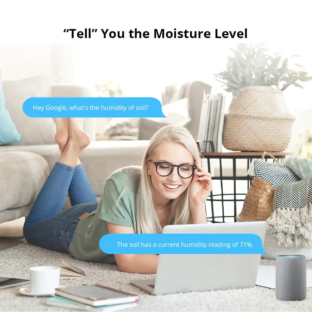 SONOFF MS01 Smart Soil Moisture Sensor with RJ9 Adapter - Plant Hygrometer for Indoor/Outdoor Use, Works with TH10/TH16 Smart Switch, Smart Home Gardening, Humidity Detection