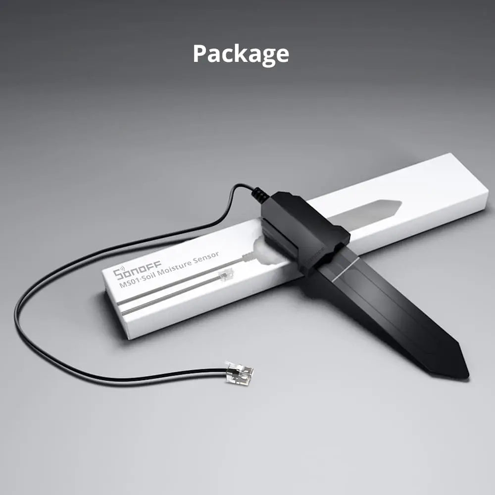 SONOFF MS01 Smart Soil Moisture Sensor with RJ9 Adapter - Plant Hygrometer for Indoor/Outdoor Use, Works with TH10/TH16 Smart Switch, Smart Home Gardening, Humidity Detection