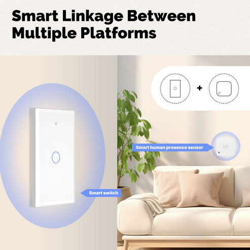 Matter WiFi Smart Light Switch - Glass Panel Touch, Neutral Wire Required, Compatible with Alexa, Google Home & Apple HomeKit (2.4GHz), US Standard, Single Pole/3-Way, White