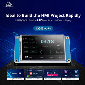 Nextion NX3224T028 2.8-inch Basic Series HMI Touch Display - 320x240 TFT LCD, Resistive Touch, UART Interface for Arduino/Raspberry Pi/ESP32, DIY & Industrial Projects