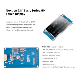 Nextion NX3224T028 2.8-inch Basic Series HMI Touch Display - 320x240 TFT LCD, Resistive Touch, UART Interface for Arduino/Raspberry Pi/ESP32, DIY & Industrial Projects