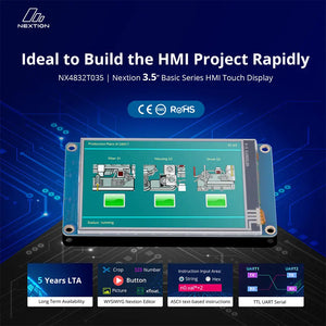 Nextion NX4832T035 3.5-inch Basic Series HMI Touch Display - 320x480 Resistive Touchscreen, USART Interface, for Arduino/Raspberry Pi/ESP32, Industrial Control & DIY Projects