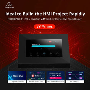 Nextion NX8048P070-011C-Y 7.0 Inch HMI Touch Display, Intelligent Series Capacitive Touchscreen with Enclosure, 800x480 Resolution, UART Interface for Arduino/Raspberry Pi DIY Projects