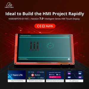 Nextion NX8048P070-011C 7-inch Capacitive HMI Touch Display - Intelligent Series 800×480 USART Interface for Arduino/Raspberry Pi/ESP32, Industrial Control Panel (No Enclosure)