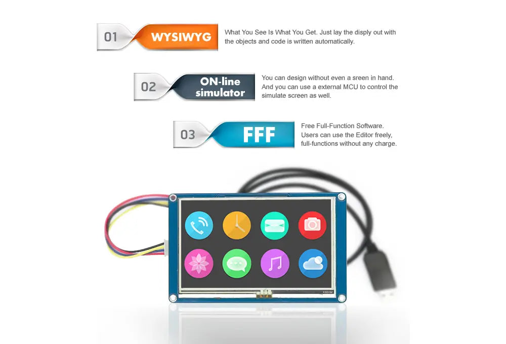 Nextion NX4024T032 3.2-inch HMI Touch Display – Basic Series TFT LCD Panel, 320x240 Resolution, UART Serial Communication, for Arduino/Raspberry Pi/ESP32, DIY Smart Home & Industrial Control