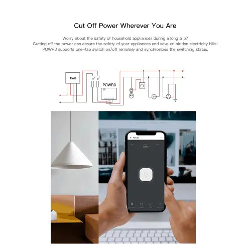 SONOFF POWR3 40A High Power Smart Switch for AC, Geyser, Water Pump, Motor – WiFi Smart Relay, Energy Monitoring, Works with Alexa, Google Home, eWeLink App, Remote Control, Voice Command