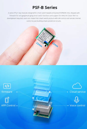 PSF-B-1C Ultra Low Power ESP8285 Wi-Fi Switch Module - Smart Home Automation, IoT Compatible, Energy Efficient Wireless Control, Works with Alexa/Google Home, DIY Electronics Project