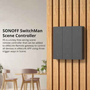 SONOFF Switchman R5W Smart Scene Remote - Wireless Wall Controller for M5/MINIR4 Switches, Works with eWeLink App, Create Custom Smart Home Scenes (White)