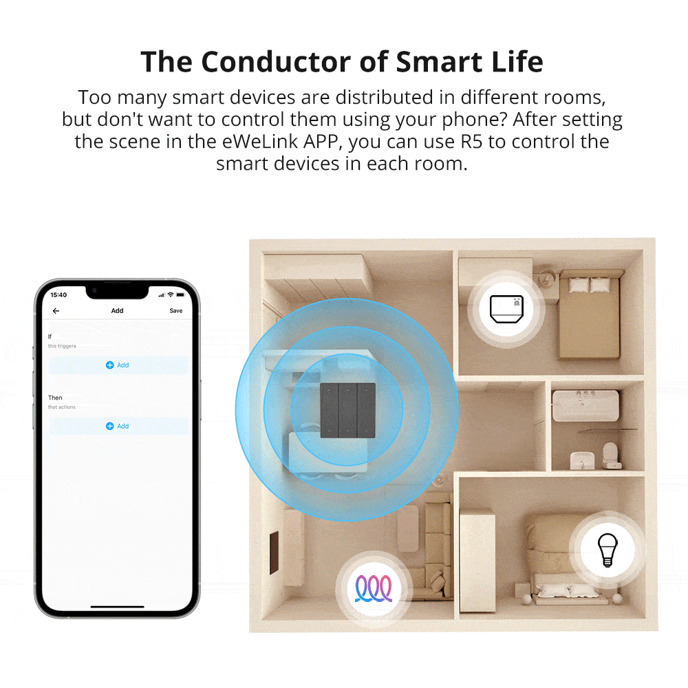 SONOFF SwitchMan R5 Scene Controller - 6-Key Wireless Smart Remote with Battery, eWeLink-Remote Control, Works with SONOFF M5/MINIR3, No Wiring Needed, for Smart Home Automation