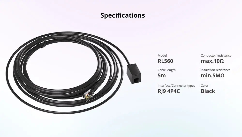 SONOFF RL560 5M Sensor Extension Cable for RJ9 4P4C - Compatible with Temperature/Humidity Sensors, TH10/TH16 Smart Controllers - Flexible Shielded Wire for Smart Home Automation (5 Meter/16.4ft)