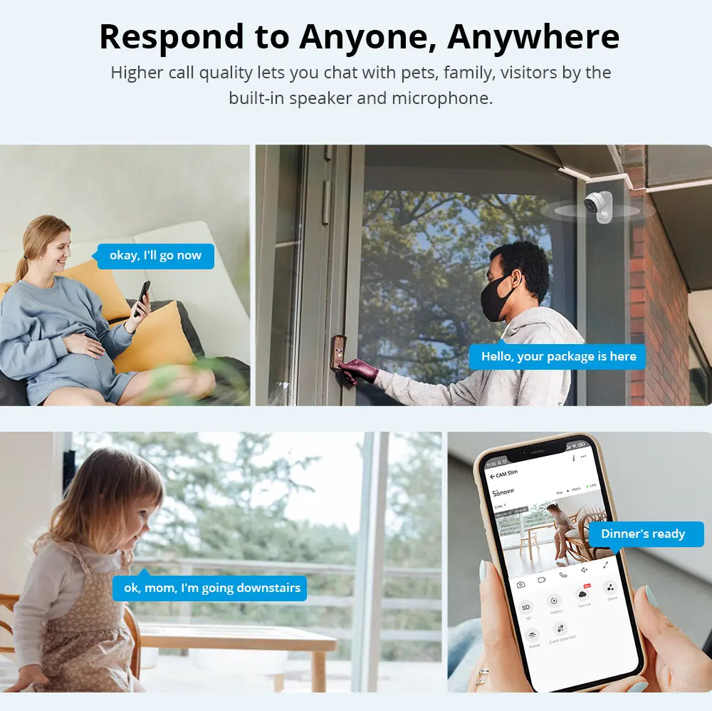 SONOFF Smart Indoor Security Camera 1080P HD, WiFi IP Camera with IR Night Vision, Motion Detection, Two-Way Audio, Remote Monitoring for Home/Baby/Pet, Works with Alexa & Google Assistant