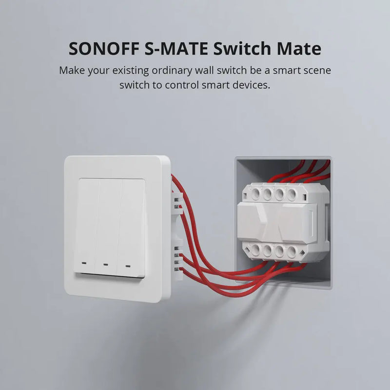SONOFF S-MATE Switch Mate Smart WiFi Wall Switch - Remote Control via eWeLink App, Works with Alexa & Google Home, No Hub Required, DIY Installation (White)