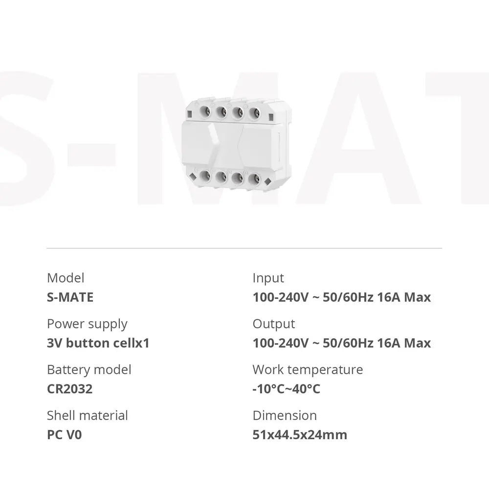SONOFF S-MATE Switch Mate Smart WiFi Wall Switch - Remote Control via eWeLink App, Works with Alexa & Google Home, No Hub Required, DIY Installation (White)